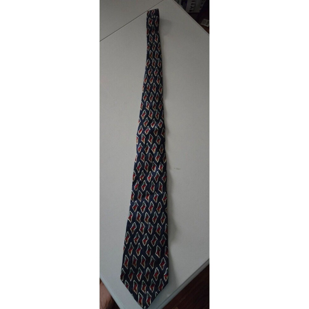 CHAPS RALPH LAUREN - Men's Navy Blue Neck Tie With Emblem 3.75”W x 55.5"L